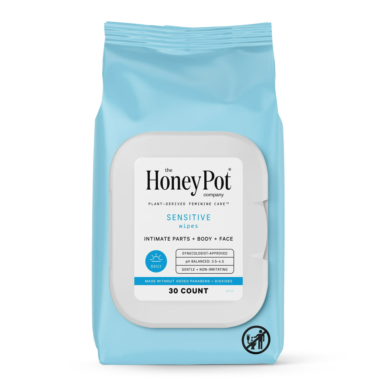 The Honey Pot Company Sensitive Wipes for Feminine Care, 30 Ea